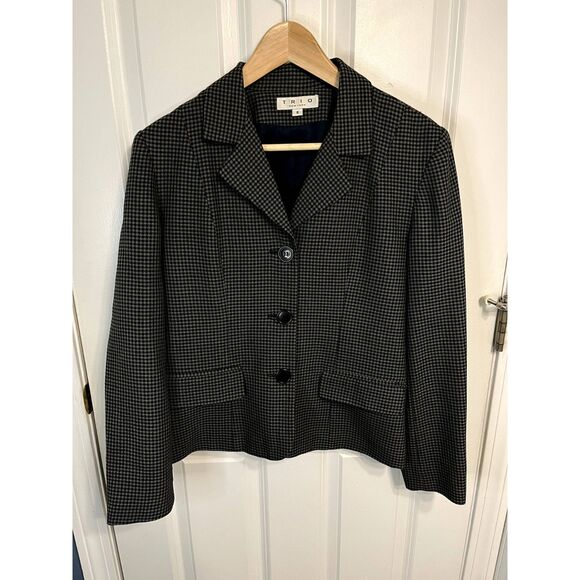 Vintage Trio New York Green and Black Wool Blend Pant Suit Set Size 8 - Picture 2 of 8